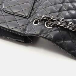 مملوكة مسبقًا Chanel Matelasse Black Lambskin SHW Double Flap Chain Shoulder Bag