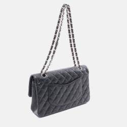 Pre Owned Chanel Matelasse Black Calfskin SHW Double Flap Chain Shoulder Bag