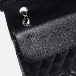 Pre Owned Chanel Matelasse Black Calfskin SHW Double Flap Chain Shoulder Bag