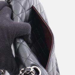 Pre Owned Chanel Matelasse Black Calfskin SHW Double Flap Chain Shoulder Bag