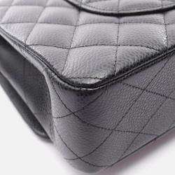 Pre Owned Chanel Matelasse Black Leather GHW W-Flap Chain Shoulder Bag