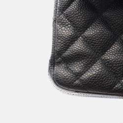 Pre Owned Chanel Matelasse Black Caviar Leather W Flap Bag