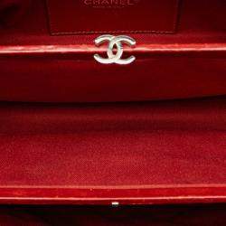 Pre Owned Chanel Red Large Glazed Calfskin Mademoiselle Bowling Bag