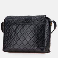 Pre Owned Chanel Black CC Quilted Lambskin Crossbody