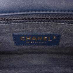 Pre Owned Chanel Blue Small Lambskin Elegant Chain Single Flap