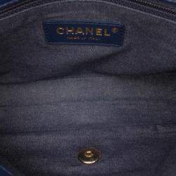 Pre Owned Chanel Blue Small Lambskin Elegant Chain Single Flap