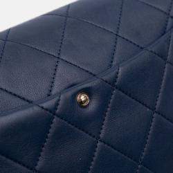 Pre Owned Chanel Blue Small Lambskin Elegant Chain Single Flap