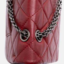 Pre Owned Chanel Red Reissue 2.55 Aged Calfskin Double Flap 227