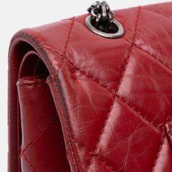 Pre Owned Chanel Red Reissue 2.55 Aged Calfskin Double Flap 227