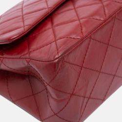 Pre Owned Chanel Red Reissue 2.55 Aged Calfskin Double Flap 227