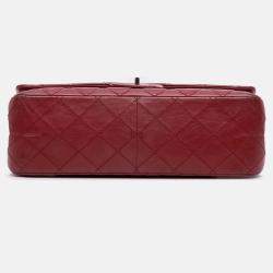 Pre Owned Chanel Red Reissue 2.55 Aged Calfskin Double Flap 227