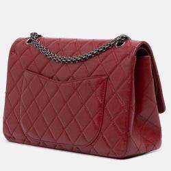 Pre Owned Chanel Red Reissue 2.55 Aged Calfskin Double Flap 227