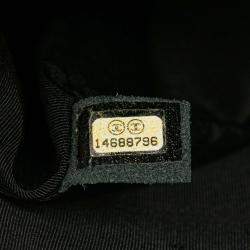 Pre Owned Chanel Black Jumbo Chevron Lambskin Leo Lion Flap