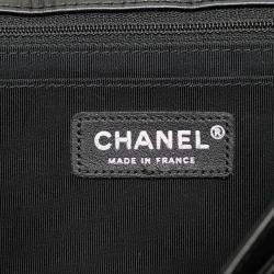 Pre Owned Chanel Black Jumbo Chevron Lambskin Leo Lion Flap