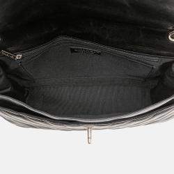 Pre Owned Chanel Black Jumbo Chevron Lambskin Leo Lion Flap