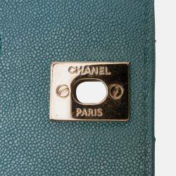 Pre Owned Chanel Blue Small Chevron Caviar Statement Flap