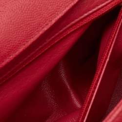 Pre Owned Chanel Red Quilted Caviar Leather Large Business Affinity Flap Bag
