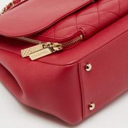 Pre Owned Chanel Red Quilted Caviar Leather Large Business Affinity Flap Bag