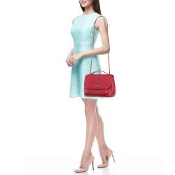 Pre Owned Chanel Red Quilted Caviar Leather Large Business Affinity Flap Bag