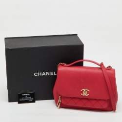 Pre Owned Chanel Red Quilted Caviar Leather Large Business Affinity Flap Bag