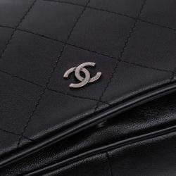 Pre Owned Chanel Black CC Quilted Lambskin Full Flap Wallet on Chain