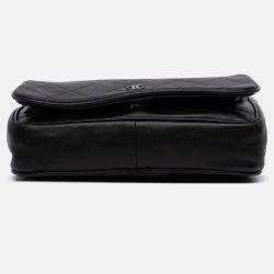 Pre Owned Chanel Black CC Quilted Lambskin Full Flap Wallet on Chain