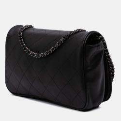 Pre Owned Chanel Black CC Quilted Lambskin Full Flap Wallet on Chain