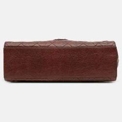 Pre Owned Chanel Red Jumbo Quilted Glazed Caviar CC Crave Flap