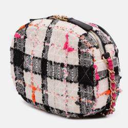Pre Owned Chanel Multicolor Tweed and Lambskin Coco Midnight Camera Bag