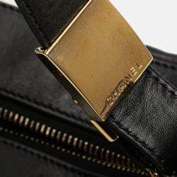 Pre Owned Chanel Black Medium Lambskin Chocolate Bar Shoulder Bag