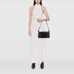 Pre Owned Chanel Black Medium Lambskin Chocolate Bar Shoulder Bag