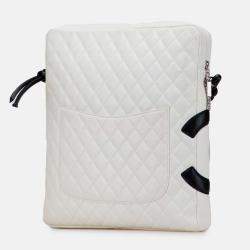 Pre Owned Chanel Black White Maxi Lambskin Cambon Ligne Crossbody
