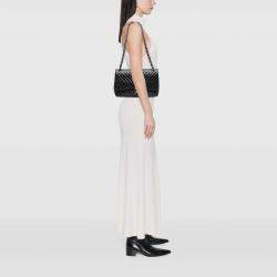 Pre Owned Chanel Navy Blue Jumbo Classic Chevron Patent Double Flap