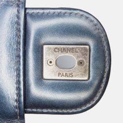 Pre Owned Chanel Blue Medium Quilted Glazed Calfskin Coco Pleats Flap