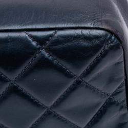 Pre Owned Chanel Blue Medium Quilted Glazed Calfskin Coco Pleats Flap