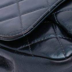 Pre Owned Chanel Blue Medium Quilted Glazed Calfskin Coco Pleats Flap