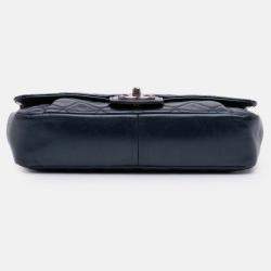 Pre Owned Chanel Blue Medium Quilted Glazed Calfskin Coco Pleats Flap