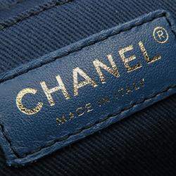 Pre Owned Chanel Blue CC Quilted Denim Vanity Bag