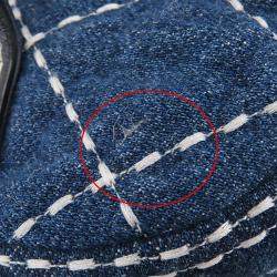 Pre Owned Chanel Blue CC Quilted Denim Vanity Bag