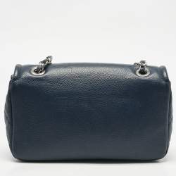 Pre Owned Chanel Navy Blue Quilted Caviar Leather Medium Timeless CC Flap Bag