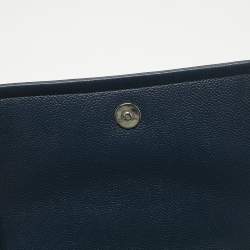 Pre Owned Chanel Navy Blue Quilted Caviar Leather Medium Timeless CC Flap Bag