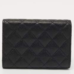 Pre Owned محفظة شانيل بوي جلد كافيار مبطن أسود