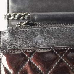 Pre Owned Chanel Metallic Quilted Patent Leather Boy WOC Bag