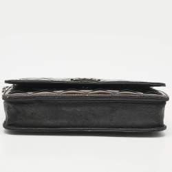 Pre Owned Chanel Metallic Quilted Patent Leather Boy WOC Bag