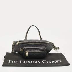 Pre Owned Chanel Black Quilted Leather All About Waist Belt Bag 