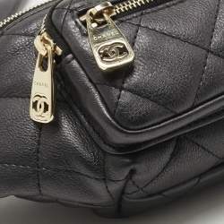 Pre Owned Chanel Black Quilted Leather All About Waist Belt Bag 