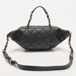 Pre Owned Chanel Black Quilted Leather All About Waist Belt Bag 