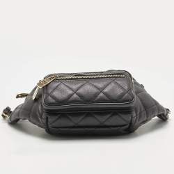 Pre Owned Chanel Black Quilted Leather All About Waist Belt Bag 