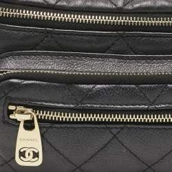 Pre Owned Chanel Black Quilted Leather All About Waist Belt Bag 