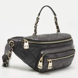 Pre Owned Chanel Black Quilted Leather All About Waist Belt Bag 